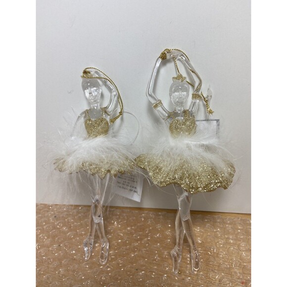 Gisela Graham London Gold and White Ballerina Christmas Ornaments Lot of 2 NWT - Picture 5 of 8
